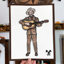 Load image into Gallery viewer, American traditional tattoo flash Hank Williams original watercolor painting.
