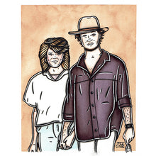 Load image into Gallery viewer, American Traditional tattoo flash Couple Portrait commissioned watercolor painting.

