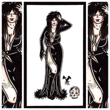 Load image into Gallery viewer, American Traditional Elvira Pinup painting.
