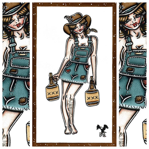 American Traditional Moonshiner Pinup painting.