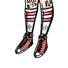 Load image into Gallery viewer, American traditional tattoo flash Judy Jetson Pinup watercolor painting.

