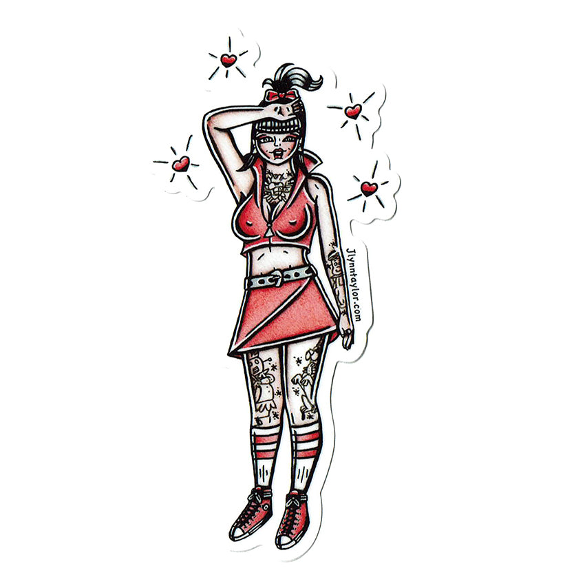 American traditional tattoo flash Judy Jetson Pinup watercolor sticker.