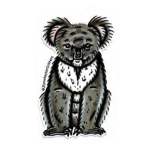 American traditional tattoo flash Koala wildlife watercolor sticker.