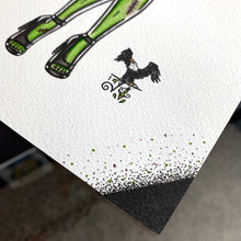Load image into Gallery viewer, American Traditional tattoo flash Frankenstein Pinup watercolor painting.
