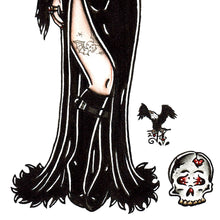 Load image into Gallery viewer, American Traditional Elvira Pinup painting.
