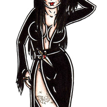 Load image into Gallery viewer, American Traditional Elvira Pinup painting.
