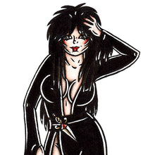 Load image into Gallery viewer, American Traditional Elvira Pinup painting.
