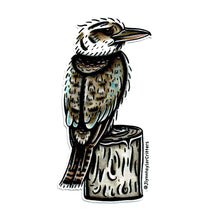 Load image into Gallery viewer, American traditional tattoo flash Laughing Kookaburra watercolor sticker.
