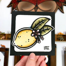 Load image into Gallery viewer, American traditional tattoo flash Lemon watercolor illustration painting.
