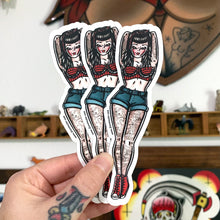 Load image into Gallery viewer, American traditional tattoo flash Rockabilly Pinup watercolor sticker.
