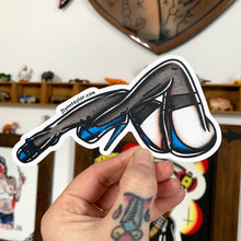 Load image into Gallery viewer, American traditional tattoo flash lingerie legs pinup watercolor sticker.
