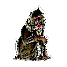 Load image into Gallery viewer, American traditional tattoo flash Mandrill wildlife watercolor sticker.
