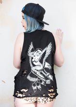 Load image into Gallery viewer, Female model wearing a tattoo style eagle and pinup tank top.
