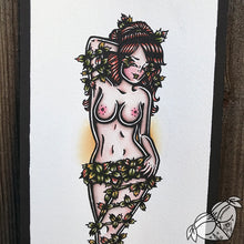 Load image into Gallery viewer, American Traditional tattoo flash sexy Poison Ivy pinup spitshade painting.
