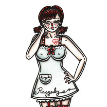 Load image into Gallery viewer, American traditional tattoo flash Raggedy Anne Pinup watercolor print.
