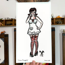 Load image into Gallery viewer, American traditional tattoo flash Raggedy Anne Pinup watercolor print.
