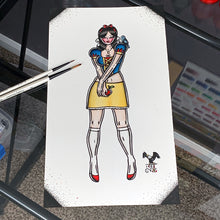 Load image into Gallery viewer, American Traditional tattoo flash sexy Snow White pinup spitshade painting.

