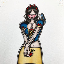 Load image into Gallery viewer, American Traditional tattoo flash sexy Snow White pinup spitshade painting.
