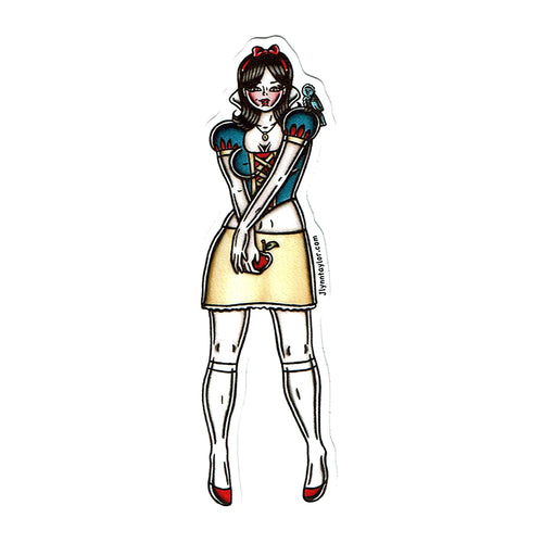 American Traditional tattoo flash sexy Snow White pinup sticker.