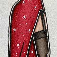 Load image into Gallery viewer, American Traditional tattoo flash Jessica Rabbit Pinup watercolor painting.
