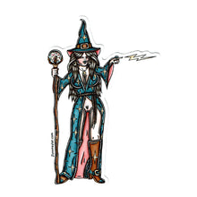 Load image into Gallery viewer, American traditional tattoo flash Naughty Wizard Pinup watercolor sticker.
