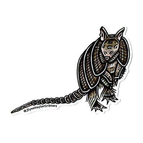 American traditional tattoo flash Nine-banded Armadillo watercolor sticker.