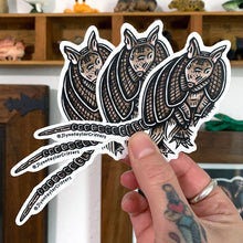 Load image into Gallery viewer, American traditional tattoo flash Nine-banded Armadillo watercolor sticker.
