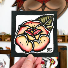 Load image into Gallery viewer, American traditional tattoo flash Noble Rose watercolor illustration painting.
