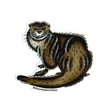Load image into Gallery viewer, American traditional tattoo flash North American River Otter wildlife watercolor.
