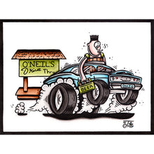 Load image into Gallery viewer, American Traditional tattoo flash Oneil&#39;s Drive Thru commissioned watercolor painting.
