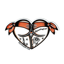 Load image into Gallery viewer, American Traditional tattoo flash Orange Scrunch Butt Booty Heart watercolor sticker.
