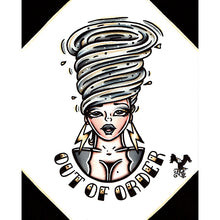 Load image into Gallery viewer, American Traditional Tattoo Flash Tornado Lady Head Pinup Painting.
