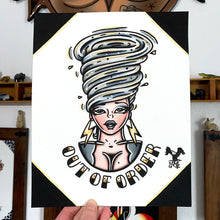 Load image into Gallery viewer, American Traditional Tattoo Flash Tornado Lady Head Pinup Painting.
