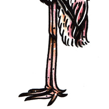 Load image into Gallery viewer, American traditional tattoo flash Painted Stork wildlife watercolor painting.
