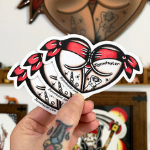 Load image into Gallery viewer, American Traditional tattoo flash Pink Scrunch Butt Booty Heart watercolor sticker.
