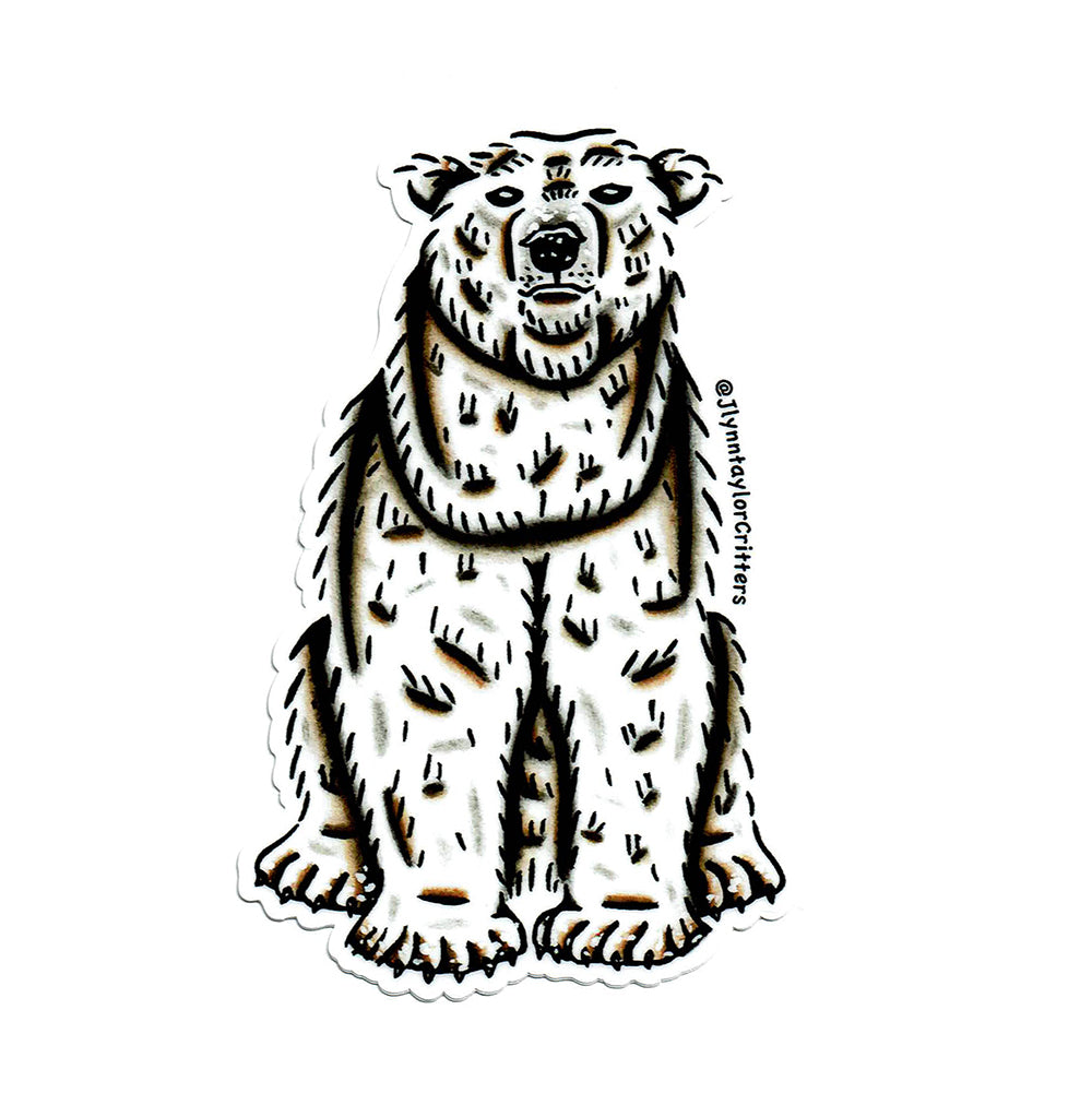 American traditional tattoo flash Polar Bear wildlife watercolor sticker.