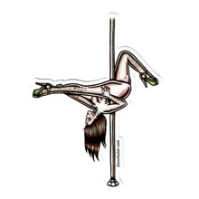 Load image into Gallery viewer, American traditional tattoo flash Pole Dancer Pinup watercolor sticker.
