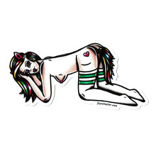 Load image into Gallery viewer, American traditional tattoo flash Naughty Pony Pinup watercolor sticker.
