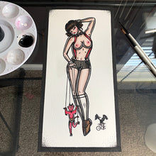 Load image into Gallery viewer, American Traditional tattoo flash sexy puppeteer pinup spitshade painting.
