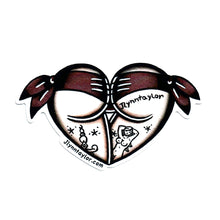 Load image into Gallery viewer, American Traditional tattoo flash Purple Scrunch Butt Booty Heart watercolor sticker.
