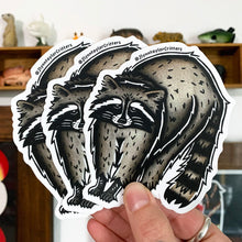 Load image into Gallery viewer, American traditional tattoo flash Raccoon watercolor sticker.
