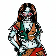 Load image into Gallery viewer, American traditional Tattoo Flash Ragdoll Sally pinup  painting.
