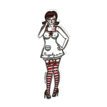Load image into Gallery viewer, American traditional tattoo flash Raggedy Ann Rag Doll Pinup watercolor sticker.
