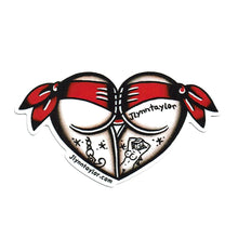 Load image into Gallery viewer, American Traditional tattoo flash Red Scrunch Butt Booty Heart watercolor sticker.
