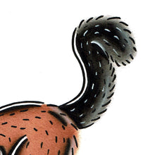 Load image into Gallery viewer, American traditional tattoo flash wildlife illustration Red Ruffed Lemur ink and watercolor painting.
