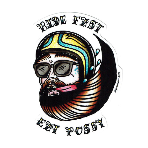 American traditional tattoo flash Ride Fast Biker Head watercolor sticker.