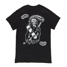 Load image into Gallery viewer, Tattoo style Santa Cruz skateboard reaper tee shirt.
