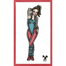 Load image into Gallery viewer, American traditional tattoo flash 1980s aerobics pinup watercolor painting.
