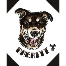 Load image into Gallery viewer, American traditional tattoo flash Shepherd Rottweiler dog Pet Portrait watercolor painting commission.

