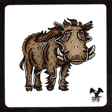 Load image into Gallery viewer, American traditional tattoo flash wildlife illustration Common Warthog ink and watercolor painting.
